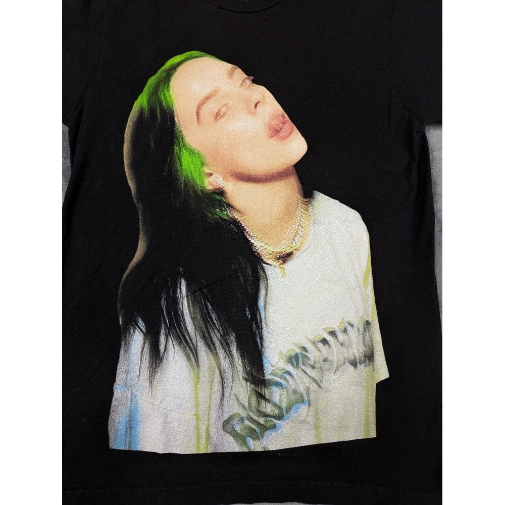 Black Graphic Tee with Green and White Design
